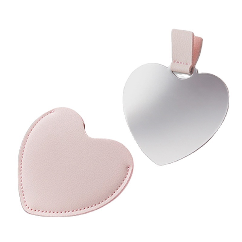 Girls Women Travel Makeup Mirror Stainless Steel Compact Mini Pocket Handheld Mirror With Leather Cover