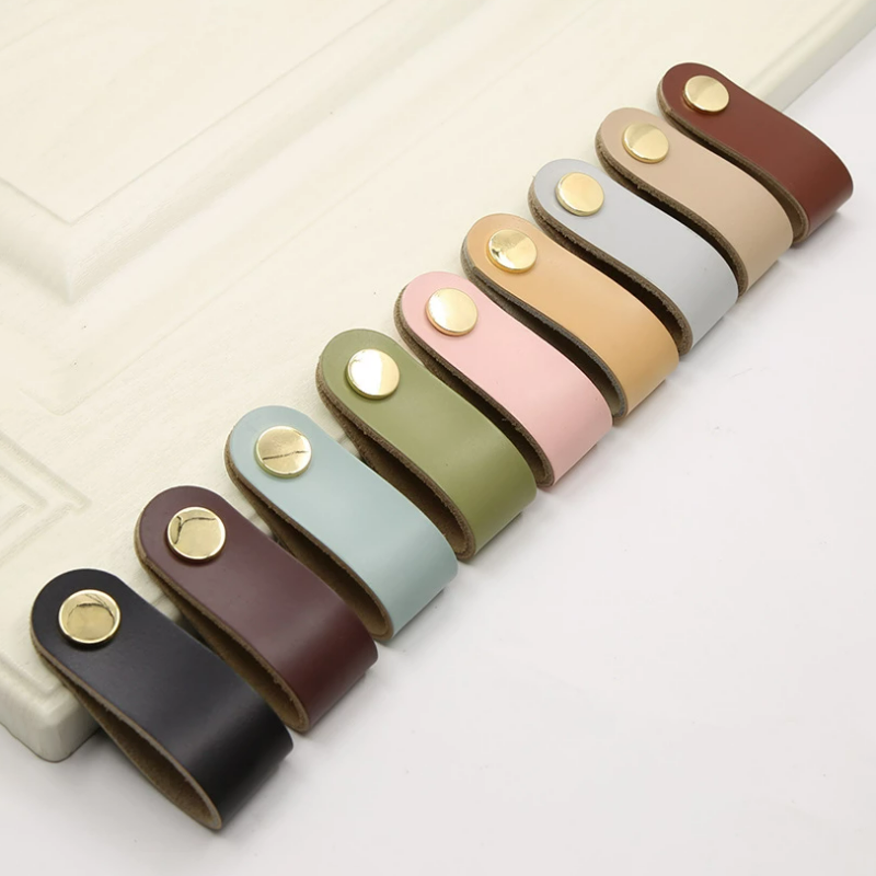 Nordic Furniture Drawer Knob PU Leather Wardrobe Cabinet Handle Simple Door Pulls For Home