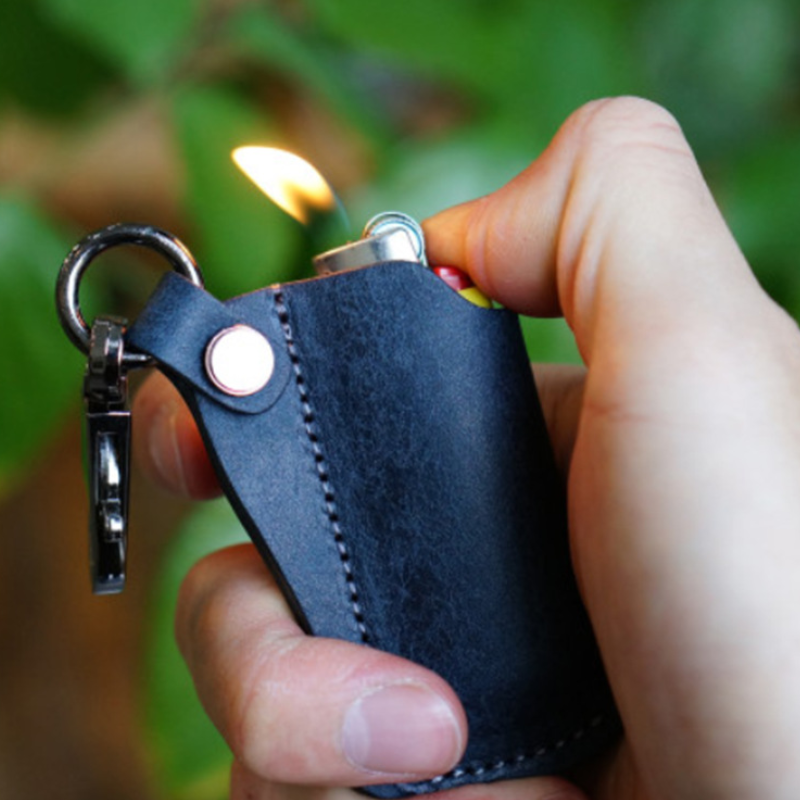 Lighter PU Leather Case Hanging Portable Lighter Holder Keychain Lighter Protective Cover