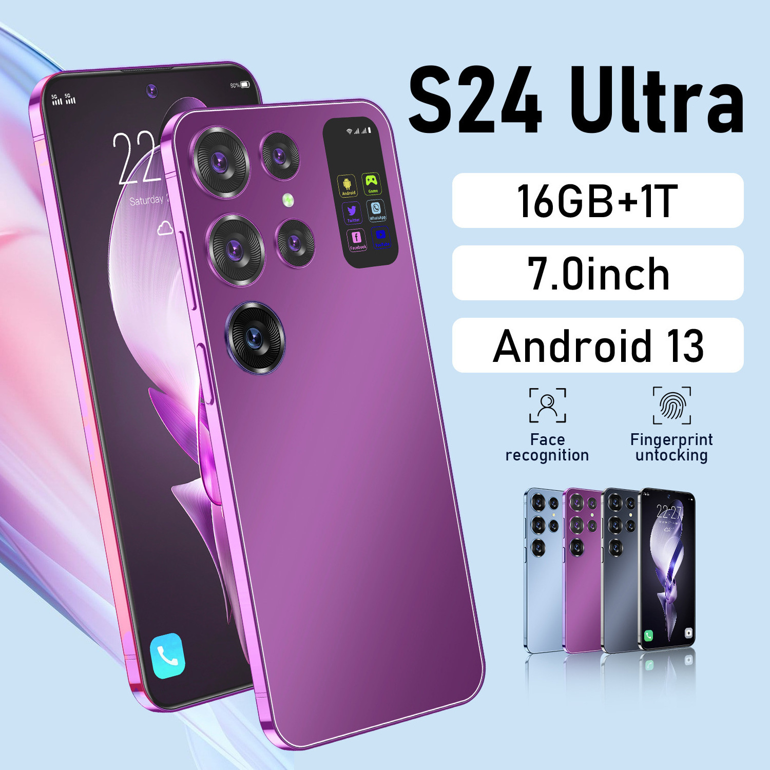 Wholesale S24 Ultra 5G Upgrade 5 cameras Mobile Phone 16GB+512GB Large Memory Smart PhoneCellphone