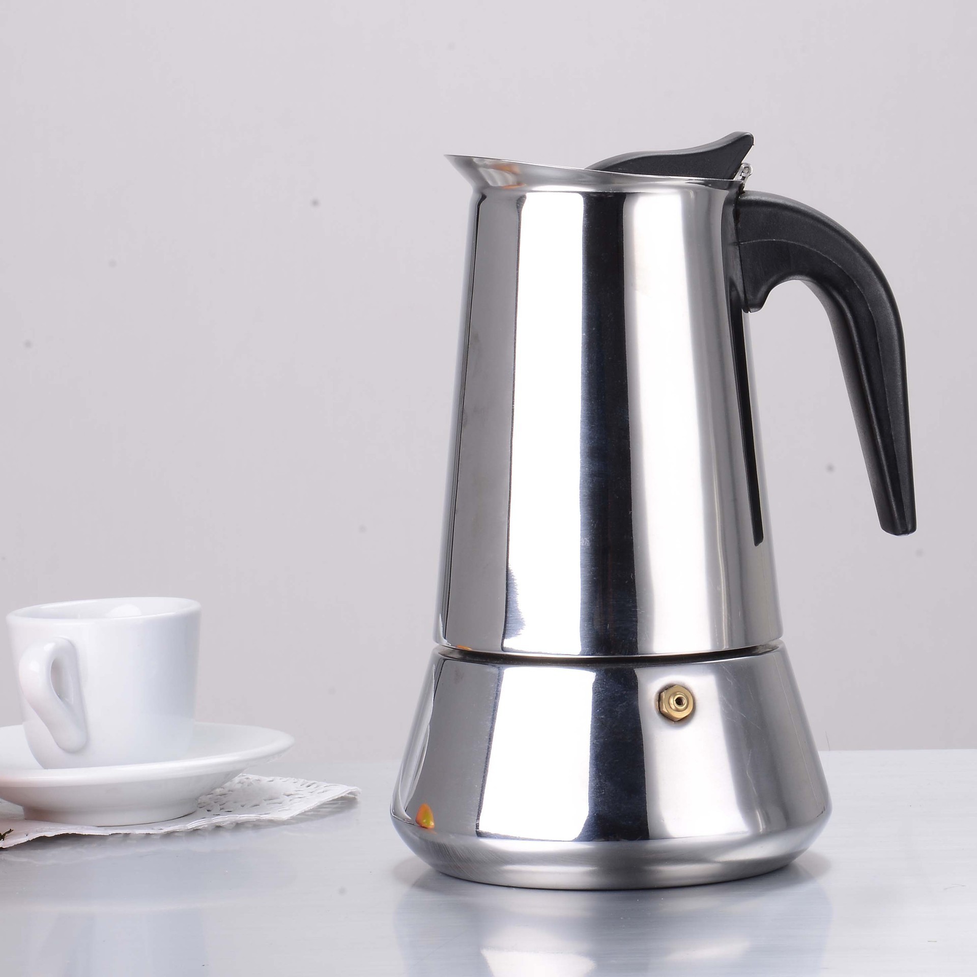 Amazon Italy stainless steel octagonal moka coffee pot hand coffee moka pot stainless steel