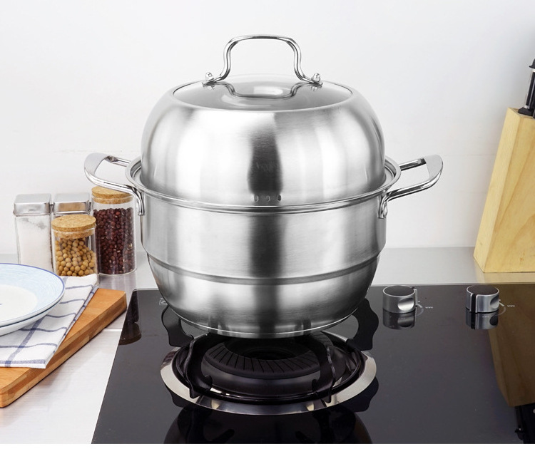 Factory 28 Steamer pot 3 Layers Stainless Steel Dumplings Seafood Rice Cooking Food Steamer pot for Sale