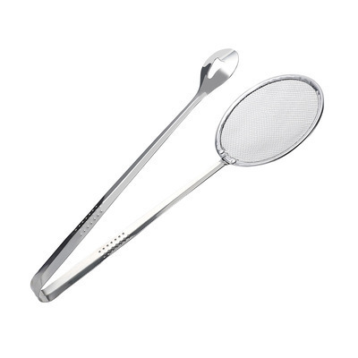 Multifunctional Stainless Steel Deep Frying Oil Filter Clip Tongs With Strainer Fry Kitchen Utensil Homeware