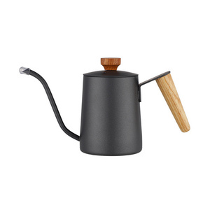 350ml Stainless Steel Coffee Pour Over Gooseneck Kettle Electric Coffee Drip Kettle Wooden handle with cover