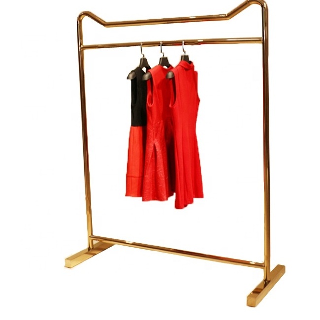 customized design gold rose  stainless steel clothing display stand