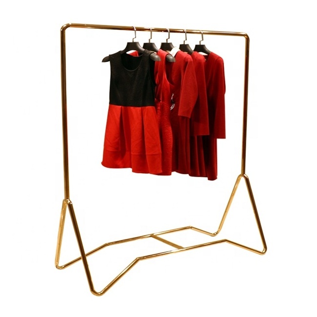 customized design gold rose  stainless steel clothing display stand