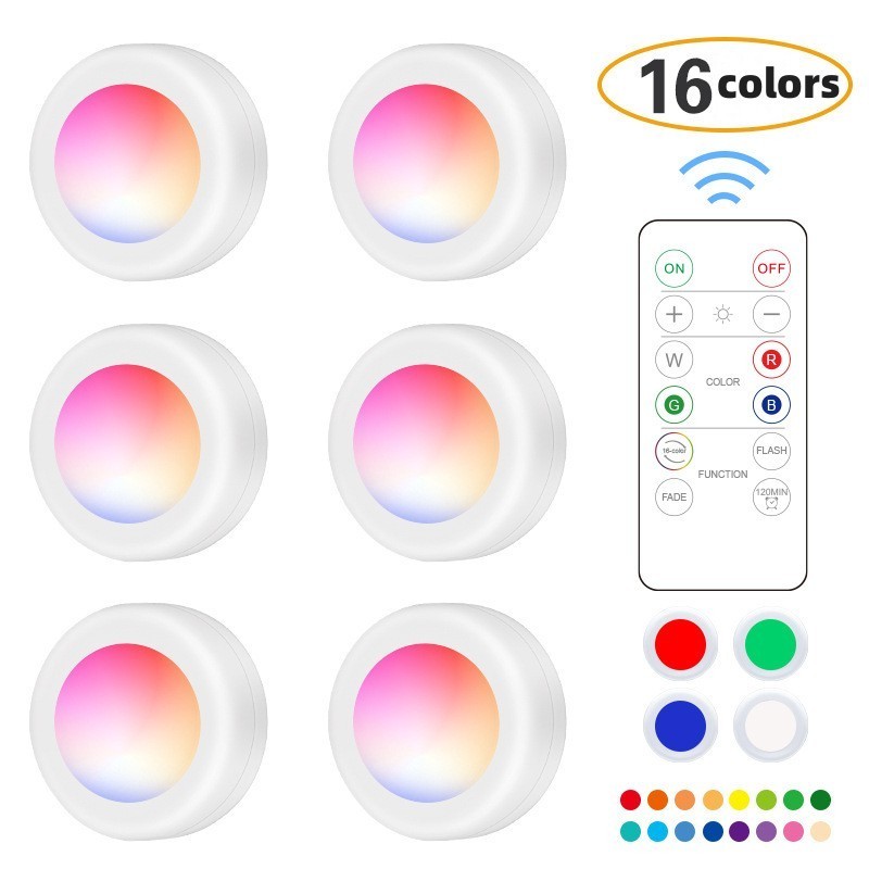 Dimmable Led Under Cabinet Remote Control Stick-On Touch Wall Light Cupboards Wardrobe Bathroom Closets Night Light