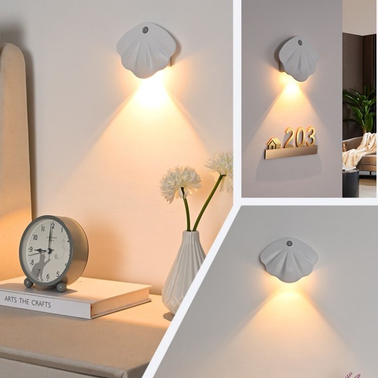 Shell Shaped Human Body Induction Light Type-C Charger Wall Light For Living Room Wireless Night Lamp For Children