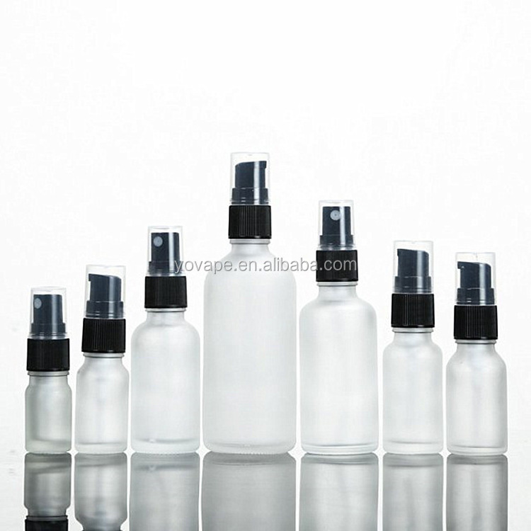 Recyclable hot sale 5ml 10ml 15ml 20ml 30ml 50ml 100ml clear pump fine mist spray frosted glass bottle with white black sprayer