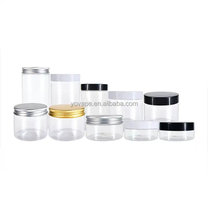 Wholesale cosmetic 60g 120 g 200ml 200 g 250g  2Oz 4 ounce 8 oz pet body butter sugar body scrub container jar with white lid