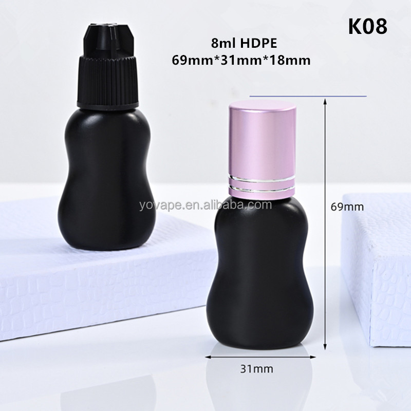 Cosmetic packaging makeup beauty mini small 3ml 5ml 8ml 10ml HDPE UV opaque black empty dispensing eyelash glue plastic bottle