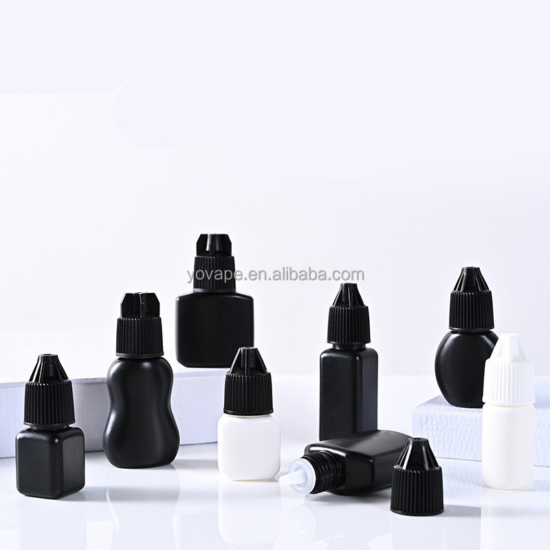 Cosmetic packaging makeup beauty mini small 3ml 5ml 8ml 10ml HDPE UV opaque black empty dispensing eyelash glue plastic bottle