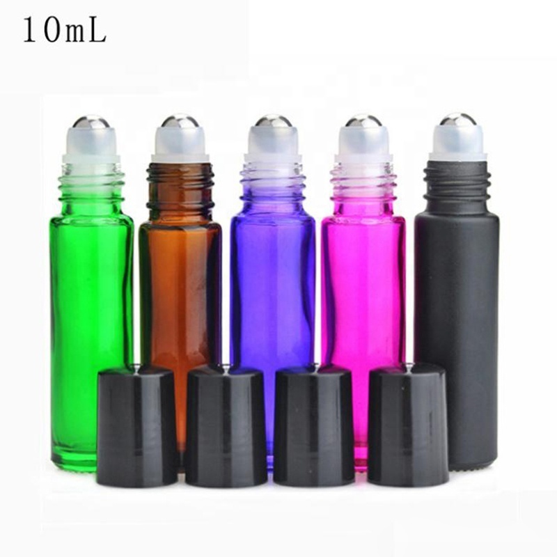 RTS in stock Cosmetic perfume roller ball rainbow colorful 5ml 5 ml 10ml 10 ml gradient body essential oil Roll on Glass Bottle