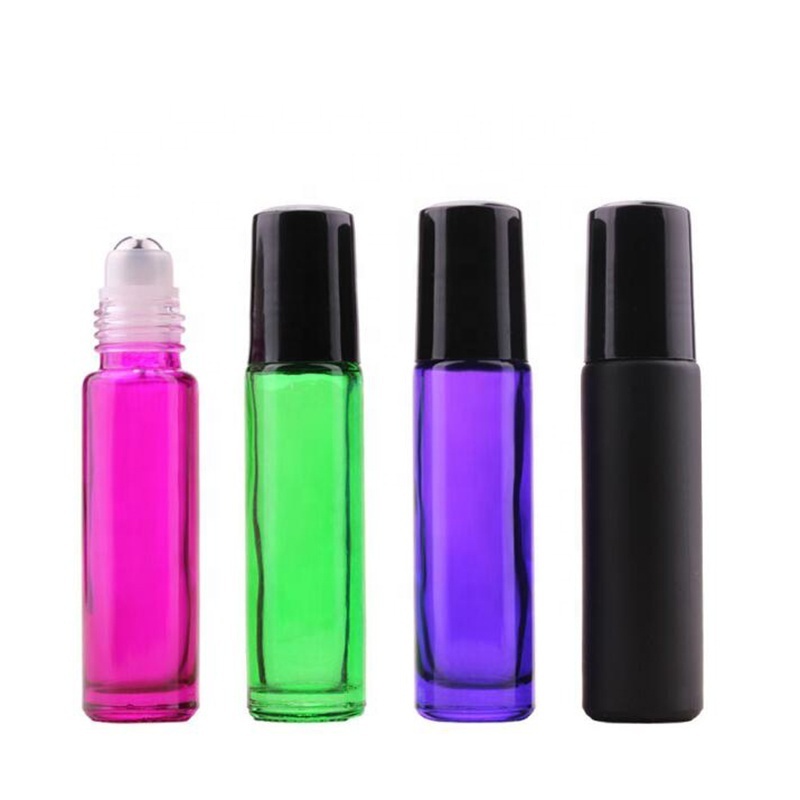 RTS in stock Cosmetic perfume roller ball rainbow colorful 5ml 5 ml 10ml 10 ml gradient body essential oil Roll on Glass Bottle