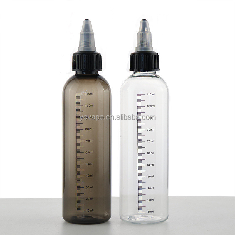 Transparent black Measure scale graduated line 30ml 60ml 100ml 4 Oz 5Oz 6 Oz 8 Oz clear sauce Ink glue twist cap plastic bottle