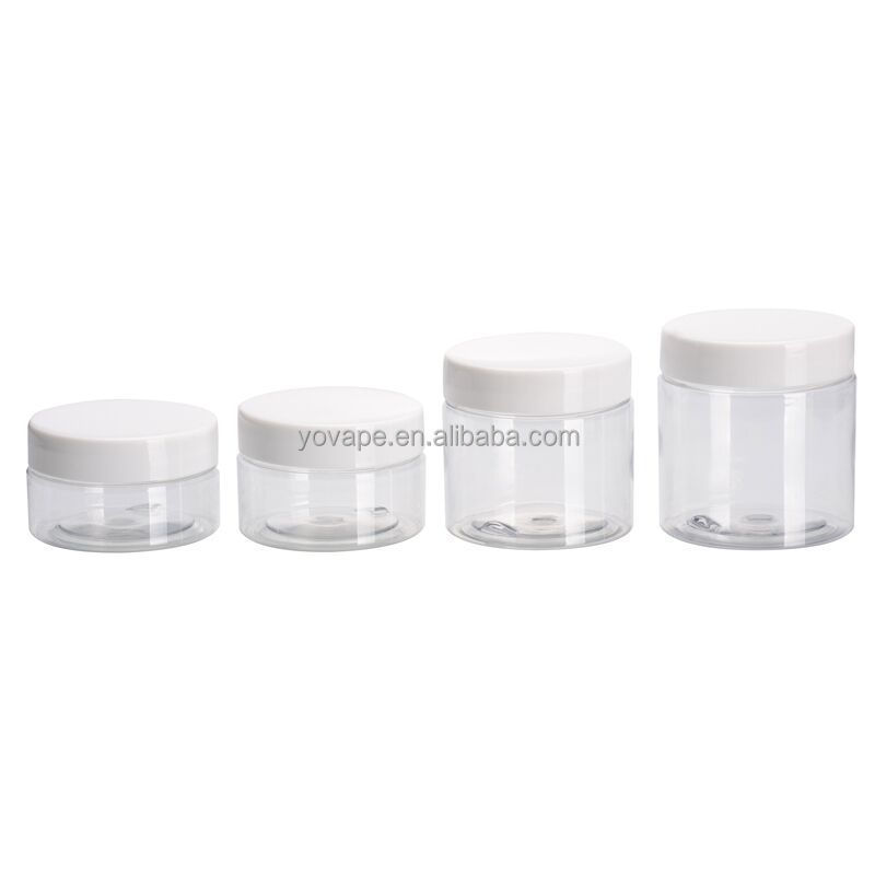 Wide mouth food grade pot 50g 60 g 100g 120g 150 g 200g 250 g 4 oz 5 Ounce 6 Oz Jam Cookie PET clear plastic jar with white lid