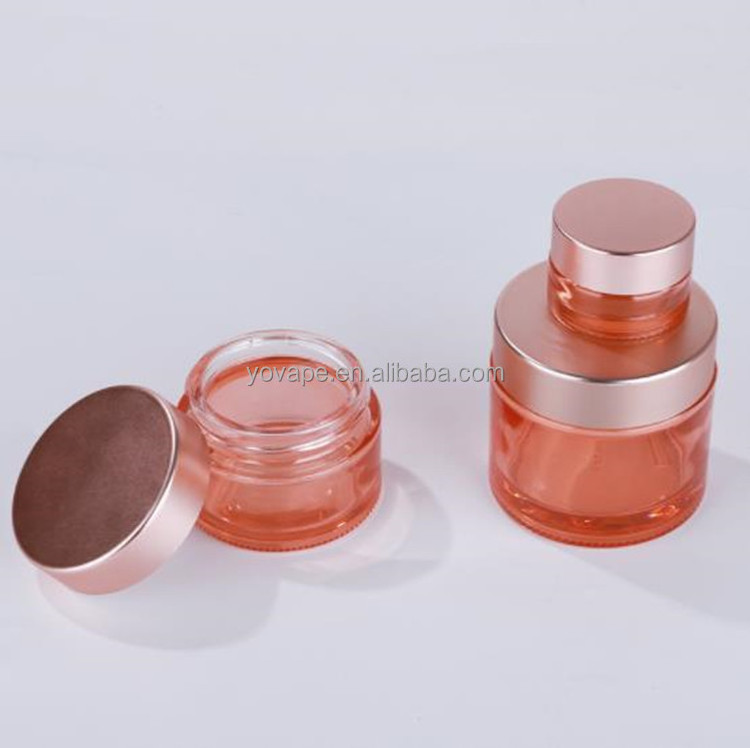 Luxury container 5 g 10g 15 gr 30 g 50g 60gr 100 g 1 oz moisturizing gel scrub body butter glass pink jar with rose gold lid