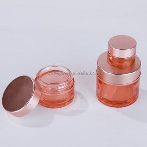 Luxury container 5 g 10g 15 gr 30 g 50g 60gr 100 g 1 oz moisturizing gel scrub body butter glass pink jar with rose gold lid