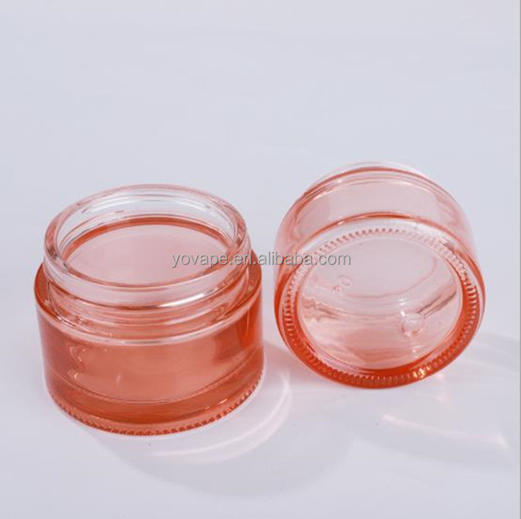 Luxury container 5 g 10g 15 gr 30 g 50g 60gr 100 g 1 oz moisturizing gel scrub body butter glass pink jar with rose gold lid