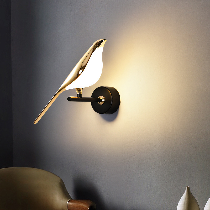 Nordic Magpie LED Wall Lamp Indoor Lighting For Home Living Room Bedside Kitchen Mirror Touch Switch Sconce Wall Light Decora