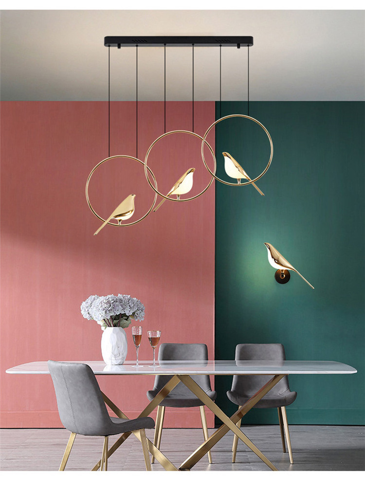 Nordic LED Pendant Lights Rotatable Gold Bird Dining Room Foyer Hotel Room Hanging Light Fixtures Home Decoration Lamp