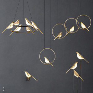 Nordic LED Pendant Lights Rotatable Gold Bird Dining Room Foyer Hotel Room Hanging Light Fixtures Home Decoration Lamp