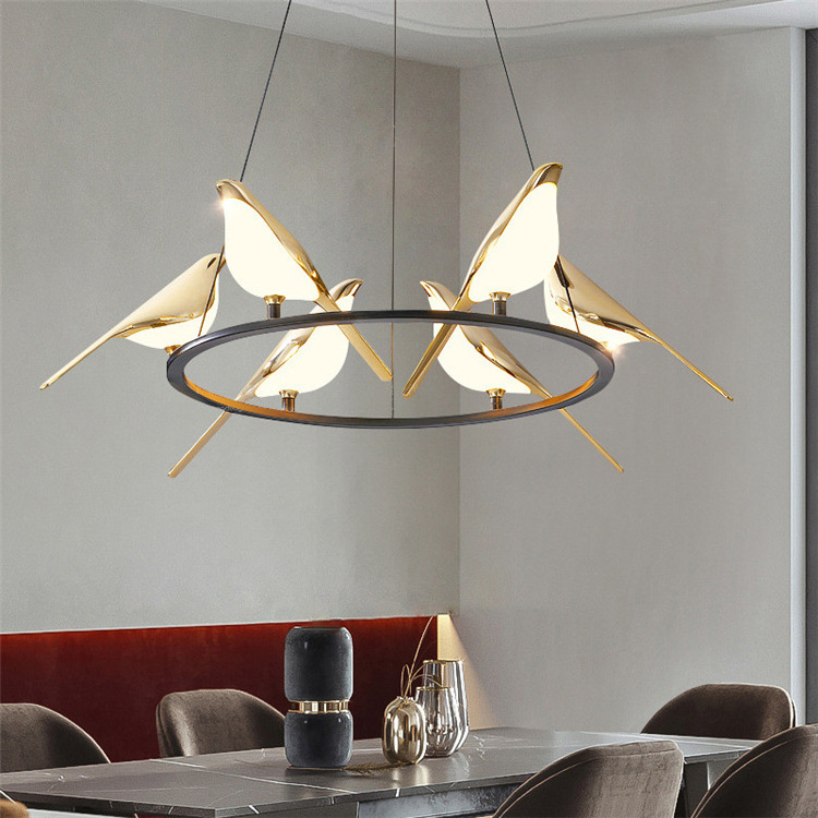 Nordic  Bird Pendant Lights LED Lamps for Dining Room Bedroom Living Room Decor Cafe Gold Hanging Fixtures