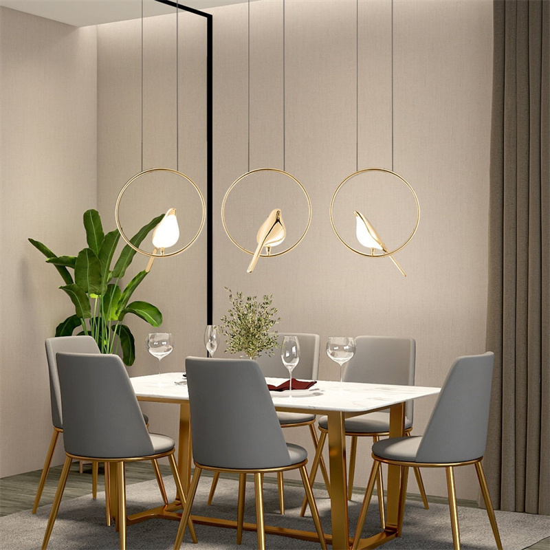 Modern Led Gold Magpie Bird Ceiling Chandelier For Dining Room Luminaire Suspension Pendant Lamp Decorative Lighting