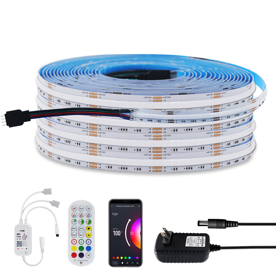 Dream Color  RGBIC Cob Led  10mm Wide 12V 24V 5M Seamless Adressable Cob RGB Strip Light 420LEDS/M