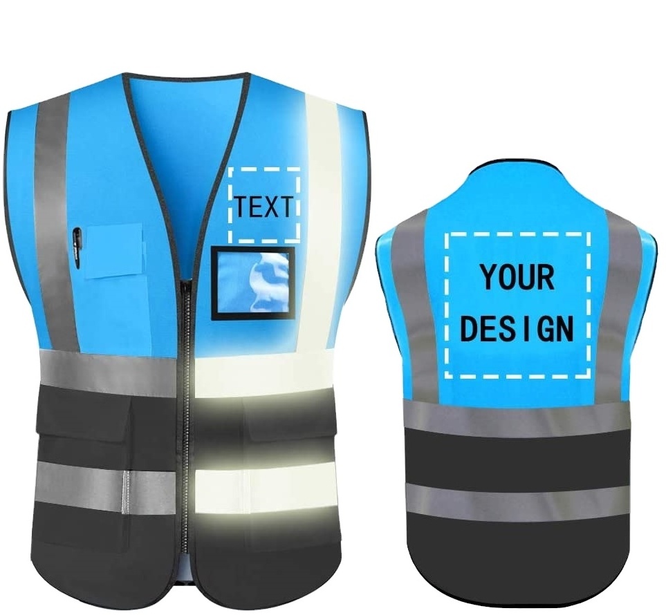 Men Winter Low Price Custom Logo Safety Vest Good Fabric Personalize Blue Reflect Safety Vest