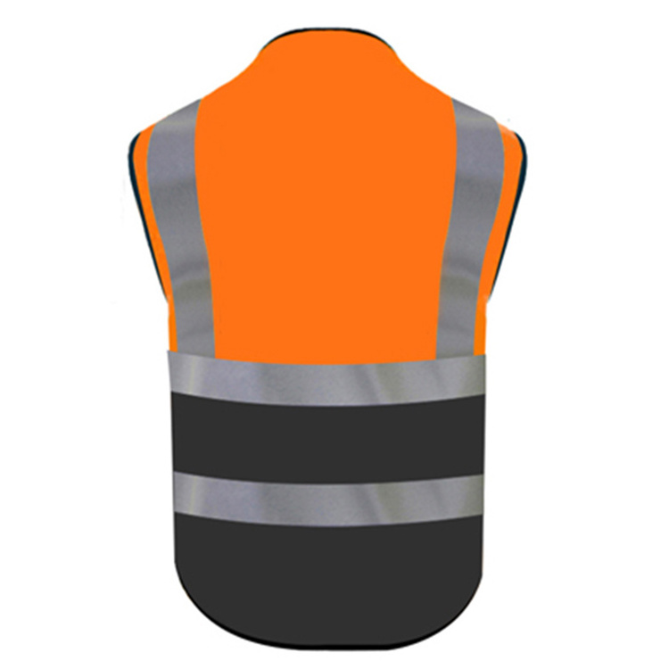 Two Tone Heavy Duty Orange Safety Reflect Vest For Man Reflect With Pocket