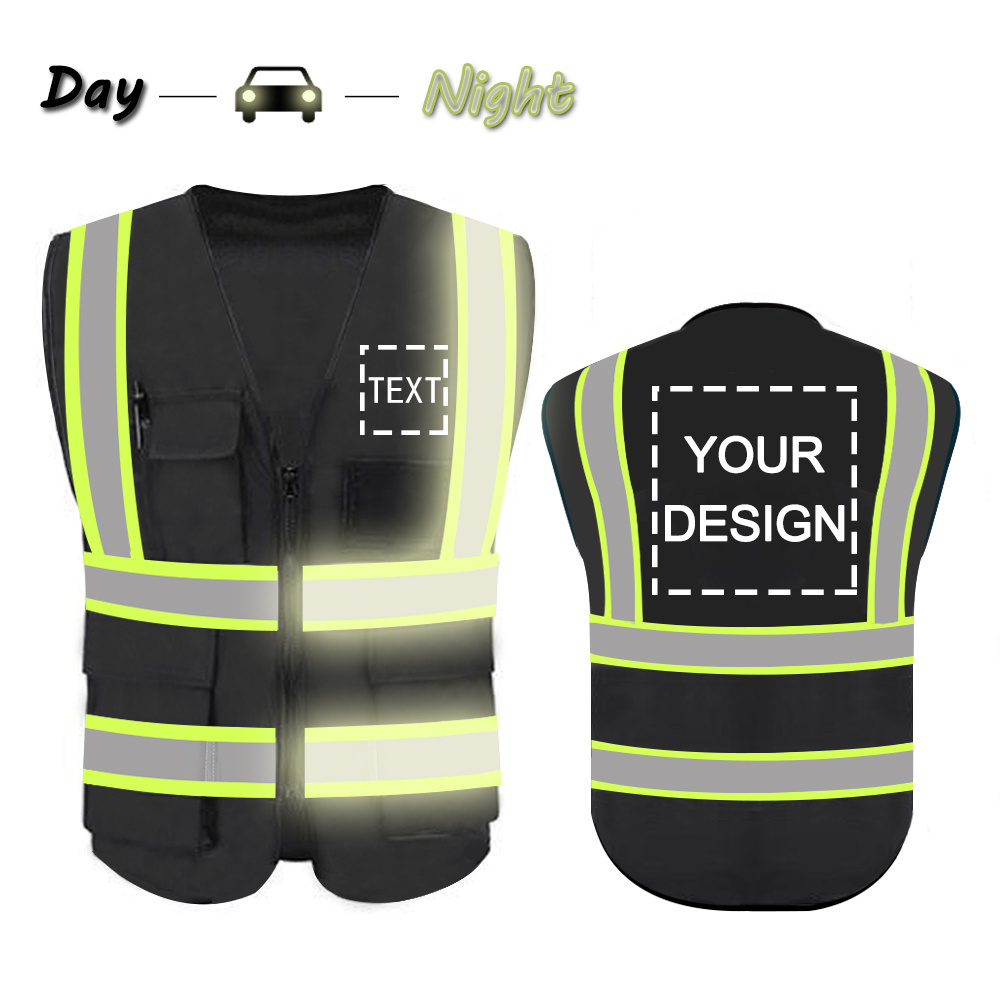 High Visibility Custom Logo Printed Jogging Running Road Construction Worker Safety Reflect Vest