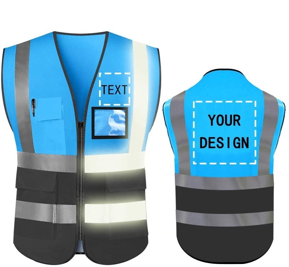 High Visibility Custom Logo Printed Jogging Running Road Construction Worker Safety Reflect Vest