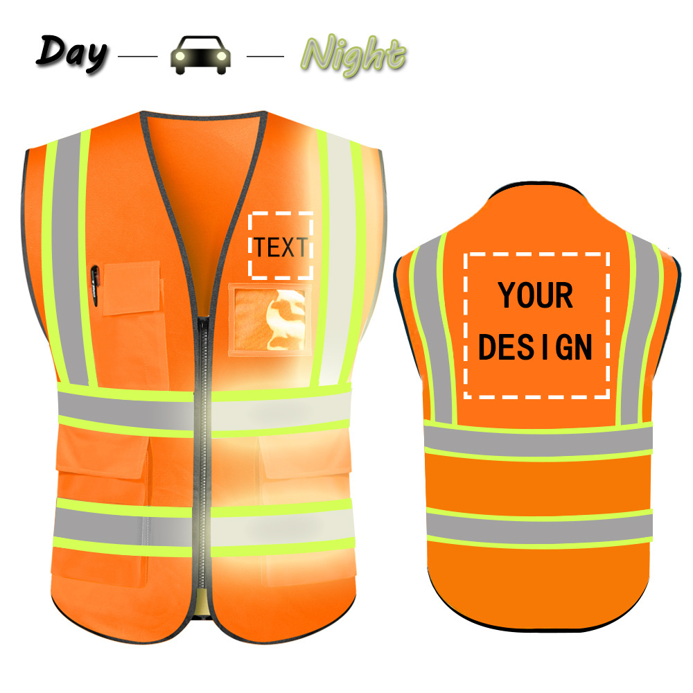 High Visibility Custom Logo Printed Jogging Running Road Construction Worker Safety Reflect Vest