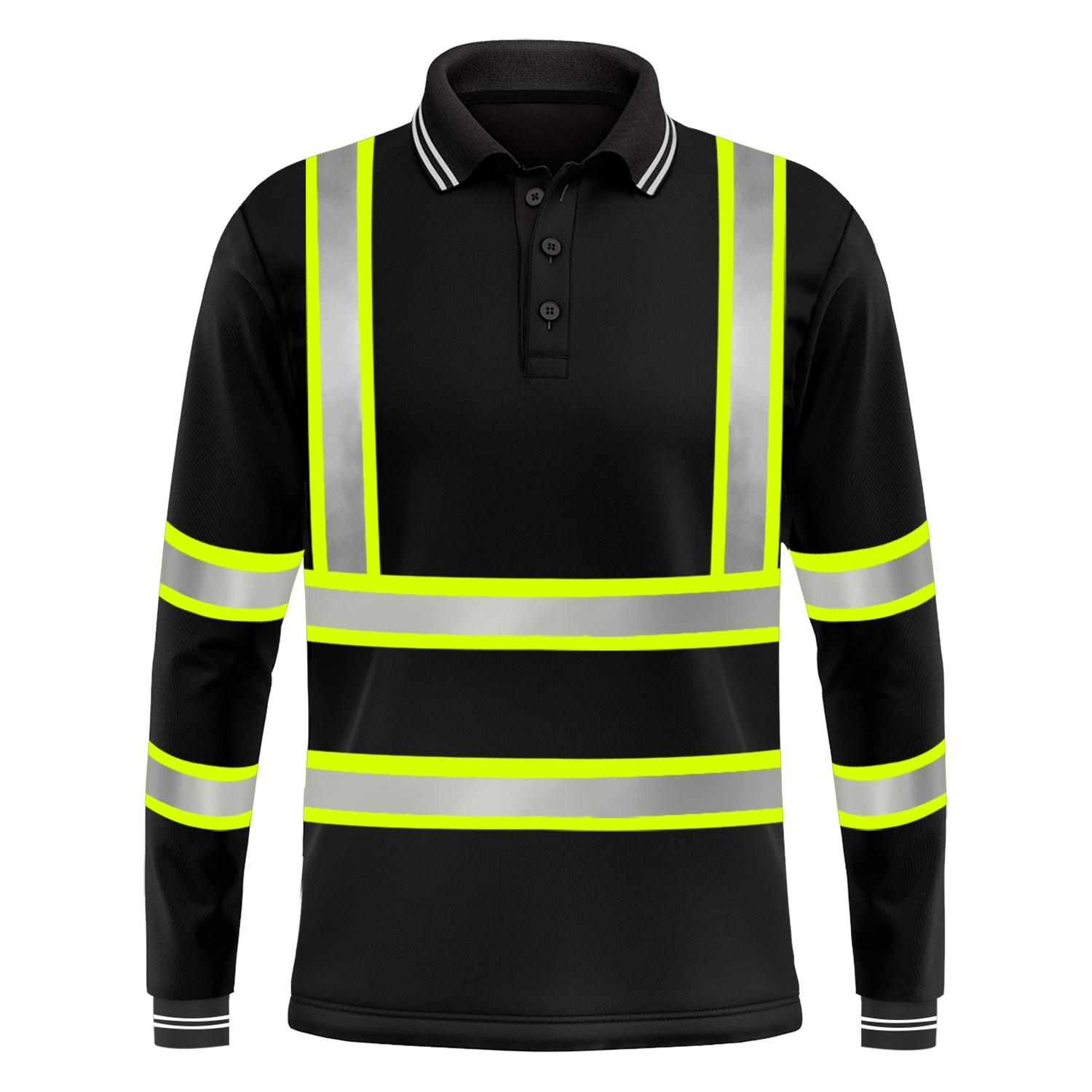 Black And Orange High Quality Reflective Safety Traffic T Shirt 1 Piece Construction Hi Vis Work Shirts With Pocket T-shirts