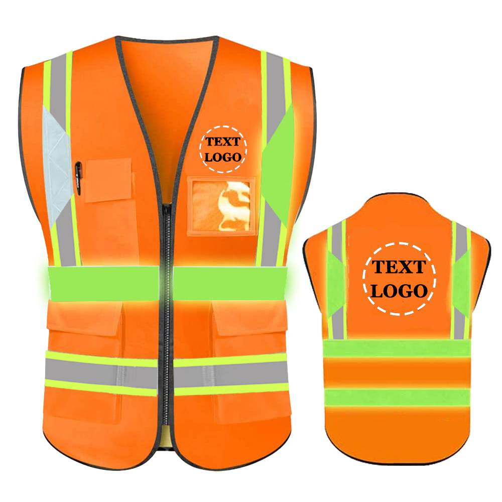 New Hi-viz Security Uniform Reflector Tape Security Jacket Orange Webbing Luminous Reflective Safety Vest With Logo