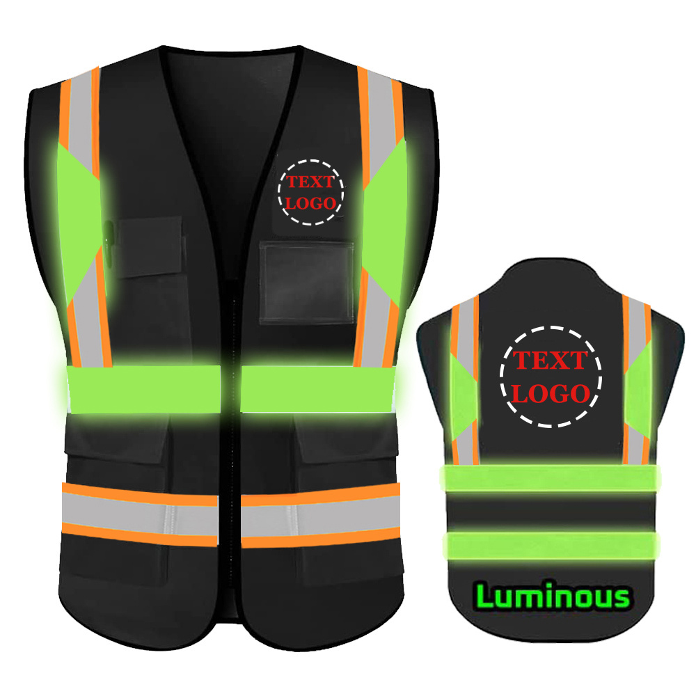 New Hi-viz Security Uniform Reflector Tape Security Jacket Orange Webbing Luminous Reflective Safety Vest With Logo