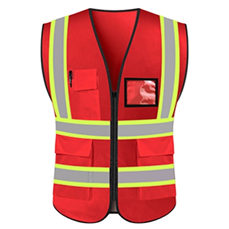 China Manufacture Safety Life Vest Wholesale Red Safety Vest Personalize Custom Logo Print Engineer Security Reflect Safety Vest