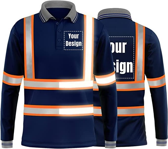 Black And Orange High Quality Reflective Safety Traffic T Shirt 1 Piece Construction Hi Vis Work Shirts With Pocket T-shirts