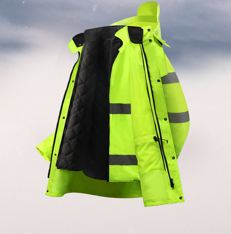 2024 Hi Viz Reflective Safety Men's Winter Coats Water-Repellent Windproof Thicken Parkas  Padded Puffer Jacket