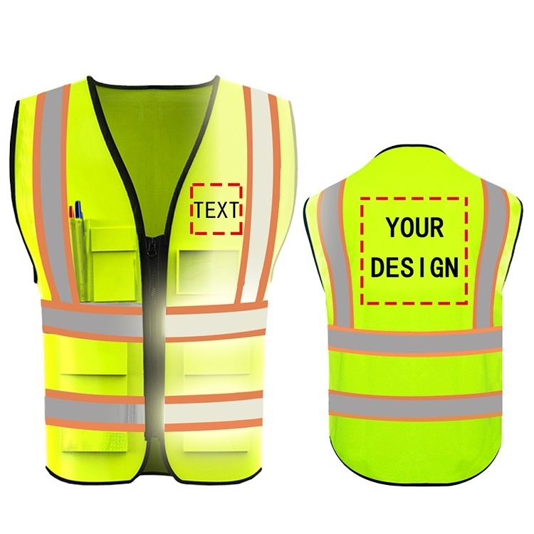 Reflective Safety Clothes Green Hi Vis Traffic Security High Visibility Reflect Strip Yellow Safety Vest