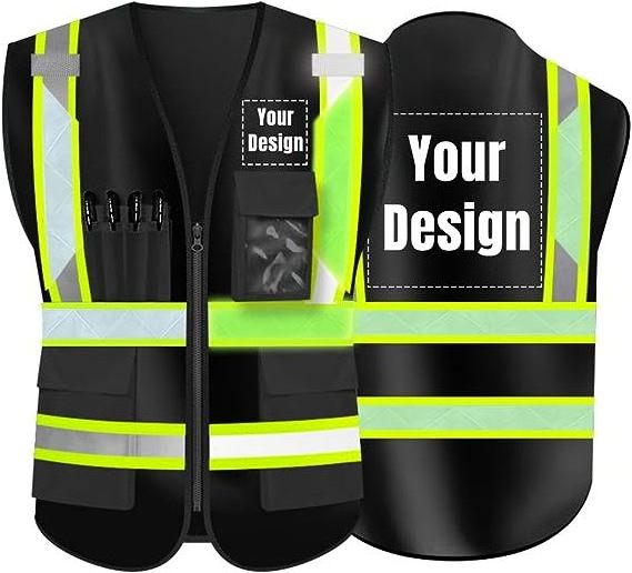 Luminous  vis reflective safety construction vest electrician jacket custom logo  with multiple pockets