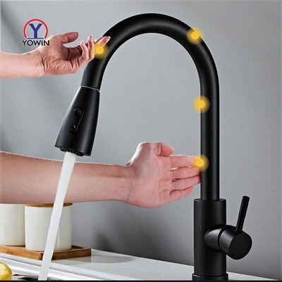 Yowin Stainless Steel 304 Multi-function Touch-Sensitive Pull Down Smart Sensor Touch Kitchen Faucet