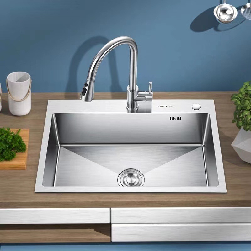 201Stainless steel household sink double sink kitchen sink washbasin single slot