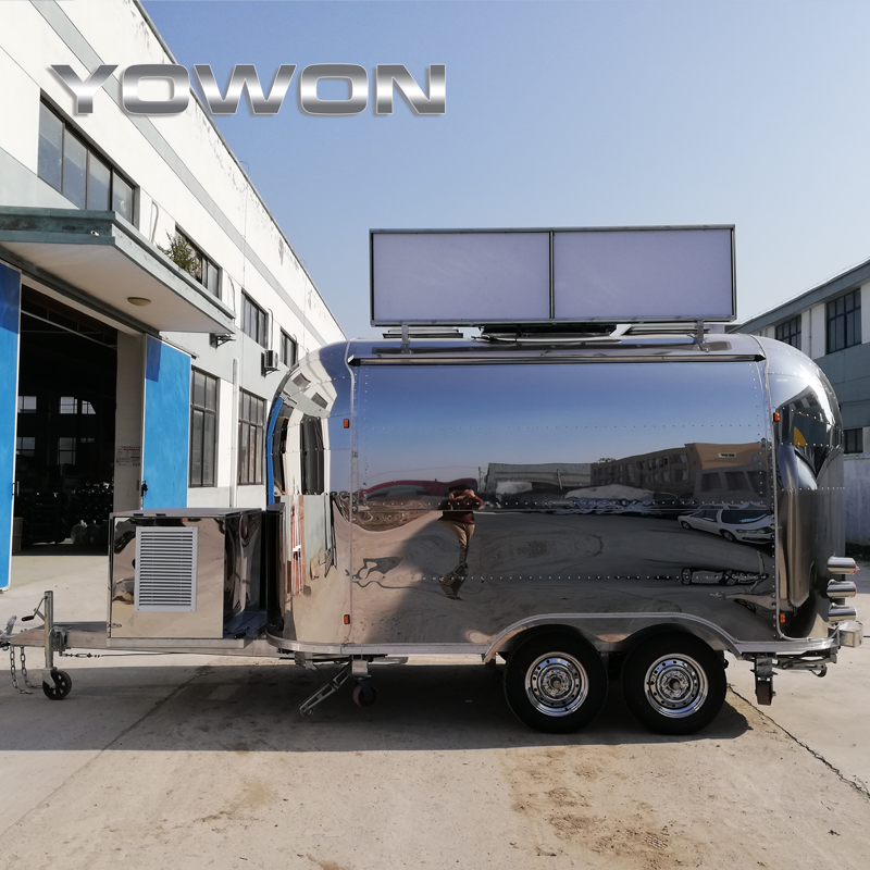 Yowon customized italian ice cream cart stainless steel italian ice cream cart bread carts with wheels food trailer for sale