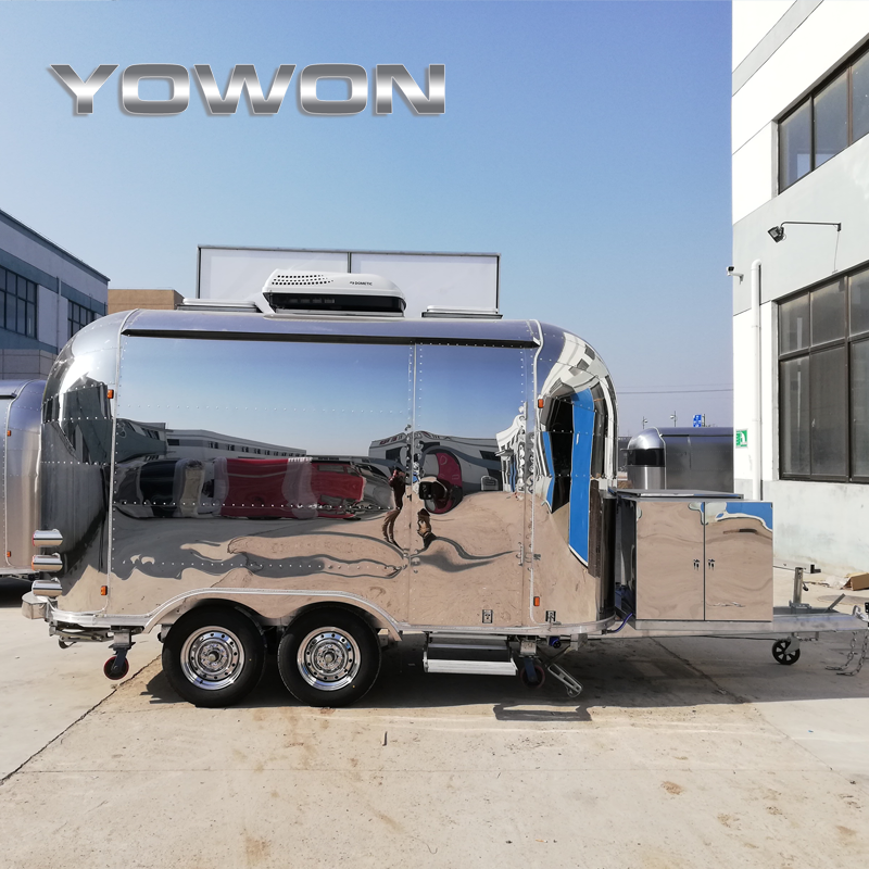 Yowon customized italian ice cream cart stainless steel italian ice cream cart bread carts with wheels food trailer for sale