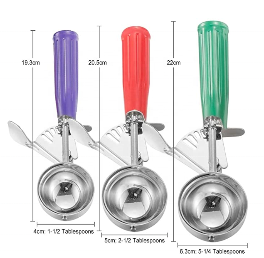 new Cookie Scoop Set,  Ice Cream Scoops Trigger , Polishing Stainless Steel 18/8 Melon Scooper