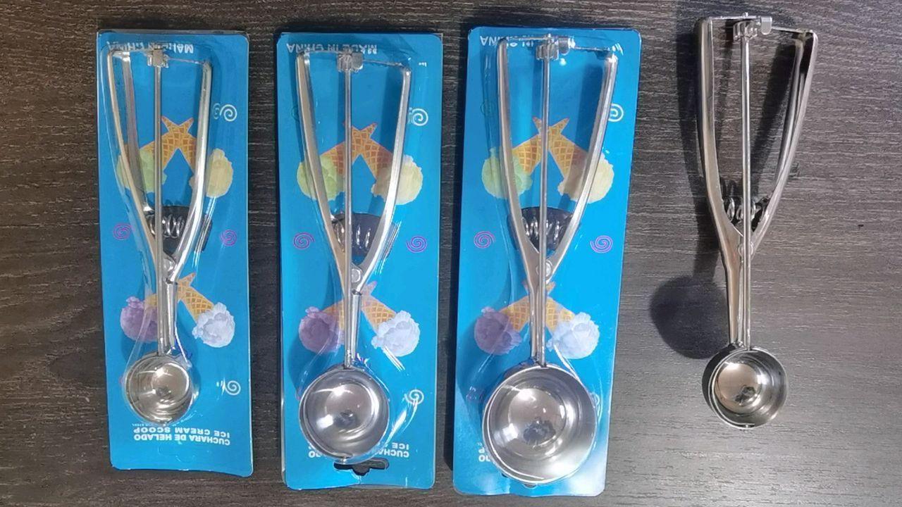 Metal Stainless Steel Secondary Polishing Ice Cream Scoop Set Cookie Scoop Set Large-Medium-Small Size Balls