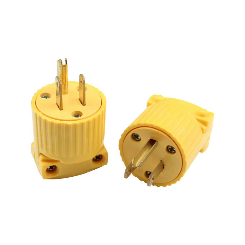 15 A 125-250 V Yellow 3 Pin Grounding Plug