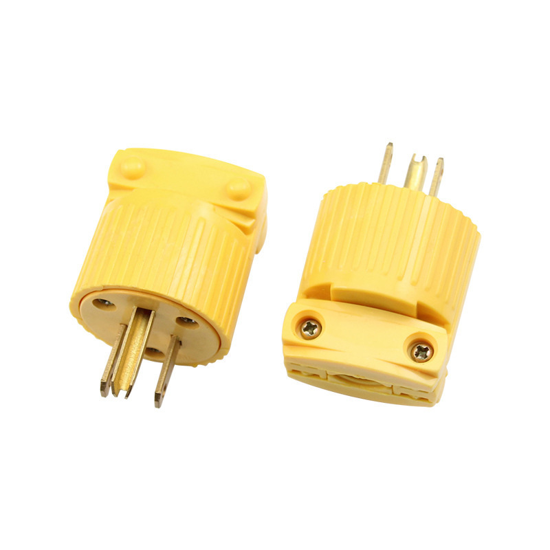 15 A 125-250 V Yellow 3 Pin Grounding Plug